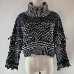 Club Monaco Fringe Turtleneck Sweater, L